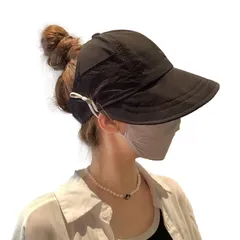 [G-tiamo] [ジーティアモ] UVカット帽子 小顔効果 日除け帽子 つば広 帽子 サンバイザー キャップ ハット uvカット レディース 夏 きゃっぷ フリーサイズ アジャスター 調整可能 シンプル 紫外線 接触冷 [ブラック] [Free Size]