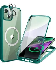 ★【両面強化ガラス・驚異的な耐衝撃性】HAUTRKBG iPhone 14 Plus 用 ケース クリア 全面保護 [MagSafe対応] カメラフイルム