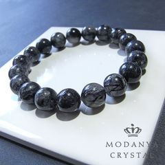 [beads559]トルマリン イン クォーツ10mm ブレスレット 19粒（天然石/ビーズ）