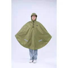 ☆ カーキ ☆ 膝が濡れないレインポンチョ レインコート ポンチョ 自転車 レインポンチョ レディース メンズ 通学 通勤 前かご カバー フード付き 雨具 合羽 かっぱ ヒザが濡れない 手元 固定 風でめくれない 一般車 シティサイクル