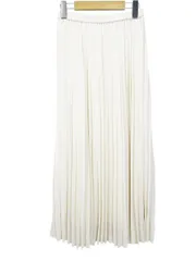 ユニクロ UNIQLO ロング丈 シフォン プリーツスカート S ライトベージュ 無地 裏地