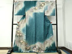 平和屋着物●訪問着　作家物　辻が花　手描き　絞り　暈し染め　銀通し地　ロング丈　正絹　逸品　CAAW8667yc