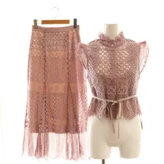 スナイデル SNIDEL 24SS ジャガードレース ペプラムブラウス マーメイドスカート セットアップ F ピンク /ES ■OS