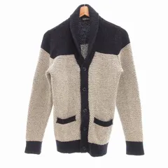 スリードッツ three dots カーディガン ニット アルパカ混 ショールカラー L 白 ホワイト 紺 ネイビー /UOのサムネイル