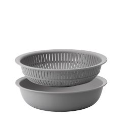 【迅速発送】ライクイット (like-it) ざる ボウル 電子レンジ対応b Colander&Bowl 米とぎにも使える ザルとボール グレー 浅型 日本製 水切り 湯切り可能 耐熱ボウル プラスチック