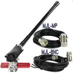 144/430MHz帯 22cmアンテナ(ブラック)+ルーフトップ基台(シルバー)+RG58(3D-2V相当)同軸ケーブル 5ｍ MJL接栓-BNC接栓/MJL接栓-MP接栓 アマチュア無線 レピーター対応