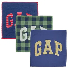 【在庫処分】約横25cm×縦25cm 37201201A ブルー／グリーン／ネイビー ユニセックス ハンカチ 37201201 タオルハンカチ3枚セット [ギャップ]