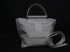 ■新品■未使用■ IACUCCI イアクッチ ソルベット キャンバス×レザー 2WAY ハンドバッグ トート ショルダー ライトグレー系 FG9071
