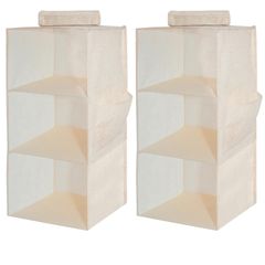 新品 YRCBEHFU 吊り下げ収納 クローゼット 収納吊り下げ 3段 【強化改良版】 PPボード 帽子 鞄 衣類ラック 収納/旅行/出張 大容量 取付簡単 折り畳み式 2件（ベージュ、2#3段）