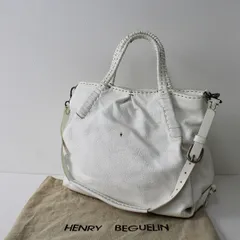 HENRY BEGUELIN エンリーベグリン オミノ刺繍 レザー 2WAY トートバッグ /ホワイト 白 ショルダーバッグ【2400013359559】のサムネイル