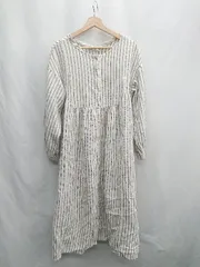 ◇ ⊇ SM2 サマンサ モスモス ストライプ柄 長袖 ロング ワンピース サイズF ホワイト系 レディース E  【1411280049082】