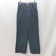 ◇ AZUL BY MOUSSY コットン100％ ハイウエスト 抗菌・防臭加工 ワイド デニム パンツ サイズS インディゴ レディース E  【1404020010916】