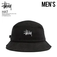 STUSSY (ステューシー) GRAFFITI CORD BUCKET HAT (グラフィティ コード バケット ハット) メンズ レディース 帽子 ハット コーデュロイ BLACK (ブラック) 黒 ST706000 BLACK