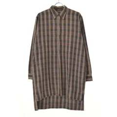 【古着】プルオーバー チェック グランパ長袖シャツ