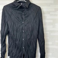 wjk シャツ シワ加工 Lサイズ ブラック メンズ