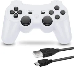 【新着商品】DUAL 6軸センサー SHOCK3 ゲームパット ワイヤレスコントローラー 互換対応 USB 用 ケーブル 日本語説明書 PS3 (白)