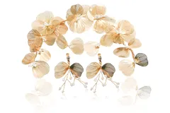 ヘッドドレス ウェディング イヤリングセット フラワー ヘアーアクセサリー 花嫁 ヘアピン ヘッドアクセ 花 髪飾り ブライダル 結婚式 成人式 卒業式 ビンテージ 和装 洋装　 