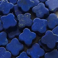 ラピスラズリ クローバーカット 4ピース 貫通穴 8mm*10mm 青 ブルー 天然石 12月 誕生石 ハンドメイド 素材 ルース 材料 diy