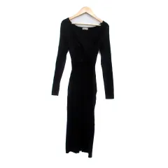 リゼクシー RESEXXY リブニットワンピース カシュクール 長袖 ロング丈 M 黒 ブラック /HO40
