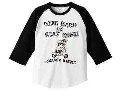 S_ホワイト/ブラック CHECKER RABBIT Raglan 3/4 Sleeves T-shirt(チェッカーラビットラグラン3/4スリーブTシャツ)WHITE × BLACK Sサイズ