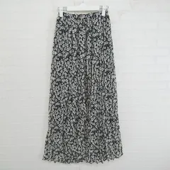 ◇ le.coeur blanc ルクールブラン 花柄 ロング プリーツ スカート サイズ38 ブラック ホワイト系 ブラウン系 レディース P  【1304190008372】