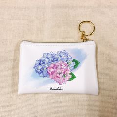紫陽花柄のミニポーチ