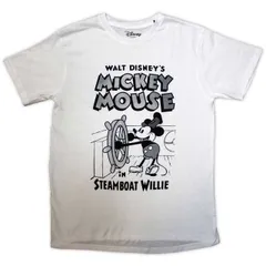 【公式新品】MICKEY MOUSE - STEAMBOAT WILLIE WHITE ミッキーマウス グッズ tシャツ