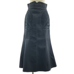 【美品】  Mame Kurogouchi / マメクロゴウチ | 2024AW | Cord Embroidery Detail Denim Skirt コード エンブロイダリー スカート | 2 | ブラック | レディース