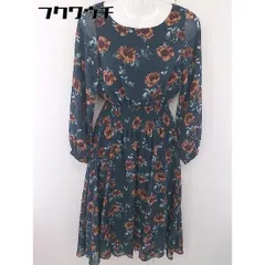 ◇ Andemiu アンデミュウ 花柄 フラワー 長袖 ロング ワンピース サイズS ネイビー レディース  【中古】 【1112010022374】