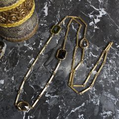 RETRO VINTAGE COLOR STONE DESIGN CHAIN NECKLACE/レトロ古着カラーストーンデザインチェーンネックレス