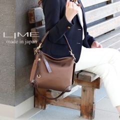 2way バッグ ショルダーバッグ 本革 LIME lime L1724 チョコ ハンドバッグ 斜め掛け ななめ掛け 軽量 ナイロン 撥水