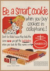 ナビスコ クッキー ワッフル レトロミニポスター B5サイズ 複製広告 ◆ お菓子 軽食 スナック 女の子キャラ USAD5-500