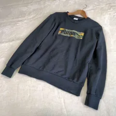 【プーマ】スウェット　黒　ビッグロゴ　L レディース　迷彩　スポーツ　ブラック　カモ柄　ストレッチ　綿　コットン　Y2K　グランジ
