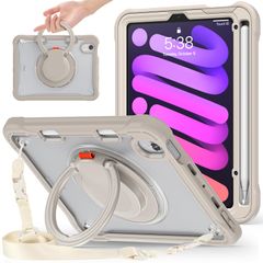 新品 ケースiPad 2024 Mini 6 ケース2021 Mini 8.3インチ半透明ケース360°回転スハンドホルダー ススタンド機能 7 耐衝撃 頑丈 調節可能肩掛けー付き iPad 落下防止 アウトドア多機能実用全面保護ケース For ペンホルダー付