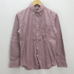 C■ユナイテッドアローズ/Green Label Relaxing チェック柄 長袖BDシャツ【S】赤/MENS■124【中古】■