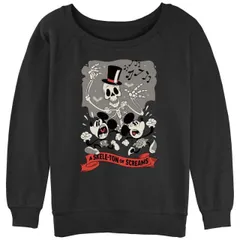 【送料無料】 ディズニー レディース Tシャツ トップス Disney's Mickey Mouse & Minnie Mouse A Skeleton Of Screams Juniors' Graphic Pullover Black
