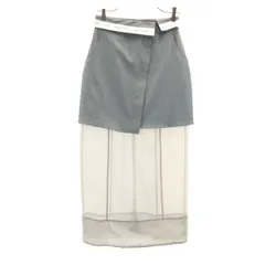 MURUA ムルーア ロング丈 ウエストフラップシアーレイヤード スカート 2 グレー レディース 古着