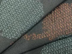 平和屋着物▽上質な紬　単衣　雪輪重ね文　正絹　逸品　AABC0591fy