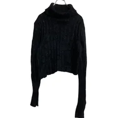 アクリル タートルネック ニット セーター レディース L～ ブラック ラメ 短丈 古着卸 アメリカ仕入 a612-5948