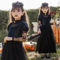 ハロウィン 魔女 女の子 キーズ コスプレ 子供用 ワンピース 女の子 コスチューム仮装衣装 ゾンビドレス 悪魔 ブラック 女王 花嫁 衣装 4点セット 妖怪 お化け屋敷 悪魔 演出服 パフォーマンス服 魔女 sjx0291