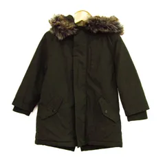 グローバルワーク モッズコート フードファー ミリタリー アウター キッズ 男の子用 Sサイズ カーキ GLOBAL WORK 【中古】