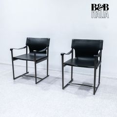 【展示品】B&B ITALIA ビーアンドビーイタリア MIRTO INDOOR ミルト インドア アーム チェア 2脚セット レザー ブラック アントニオ・チッテリオ 定価148万