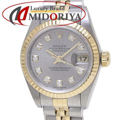 ROLEX ロレックス デイトジャスト 10Pダイヤモンド グレー プリントコンピューター 79173G 【磨き済】【中古】 腕時計 レディース K18YG イエローゴールドxステンレススチール/40081