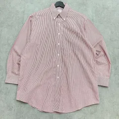 Brooks Brothers　ブルックスブラザーズ　ストライプシャツ　長袖シャツ　BDシャツ　ボタンダウンシャツ　NON-IRON THE ORIGINAL POLO SHIRT　古着　ストライプ柄　レッド　ホワイト　16 2/3