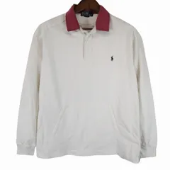 90年代 Polo by Ralph Lauren ポロバイラルフローレン 長袖ポロシャツ ホワイト (メンズ L) 中古 古着 O4049