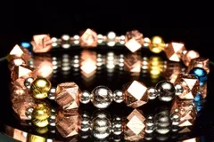 宇宙からの贈り物 メテオライト(アルタイ隕石)　6(丸玉3.5)mm　多面カット MIXカラー ブレスレット 1個売り パワーストーン 天然石 _BG5684-5