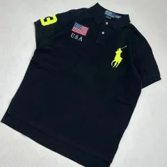 【希少】90年代　Polo by RALPH LAUREN UNITED STATES　刺繍　ビッグポニー　背番号3 蛍光色　ネオンカラー USA ポロシャツ