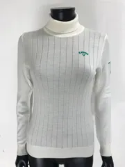 【USED】Callaway キャロウェイ アクリル タートルネック 長袖 ニット セーター ロゴ刺繍 アイボリー レディース M ゴルフウェア