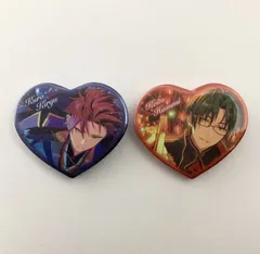 【まとめ売り】 あんさんぶるスターズ あんスタ 鬼龍紅郎 蓮巳敬人 紅月 ハート缶バッジ 2点セット