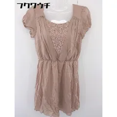 ◇ ef-de エフデ 切替 レース ウエストゴム 半袖 膝丈 ワンピース サイズ9 ピンクベージュ レディース  【中古】 【1108230010192】
